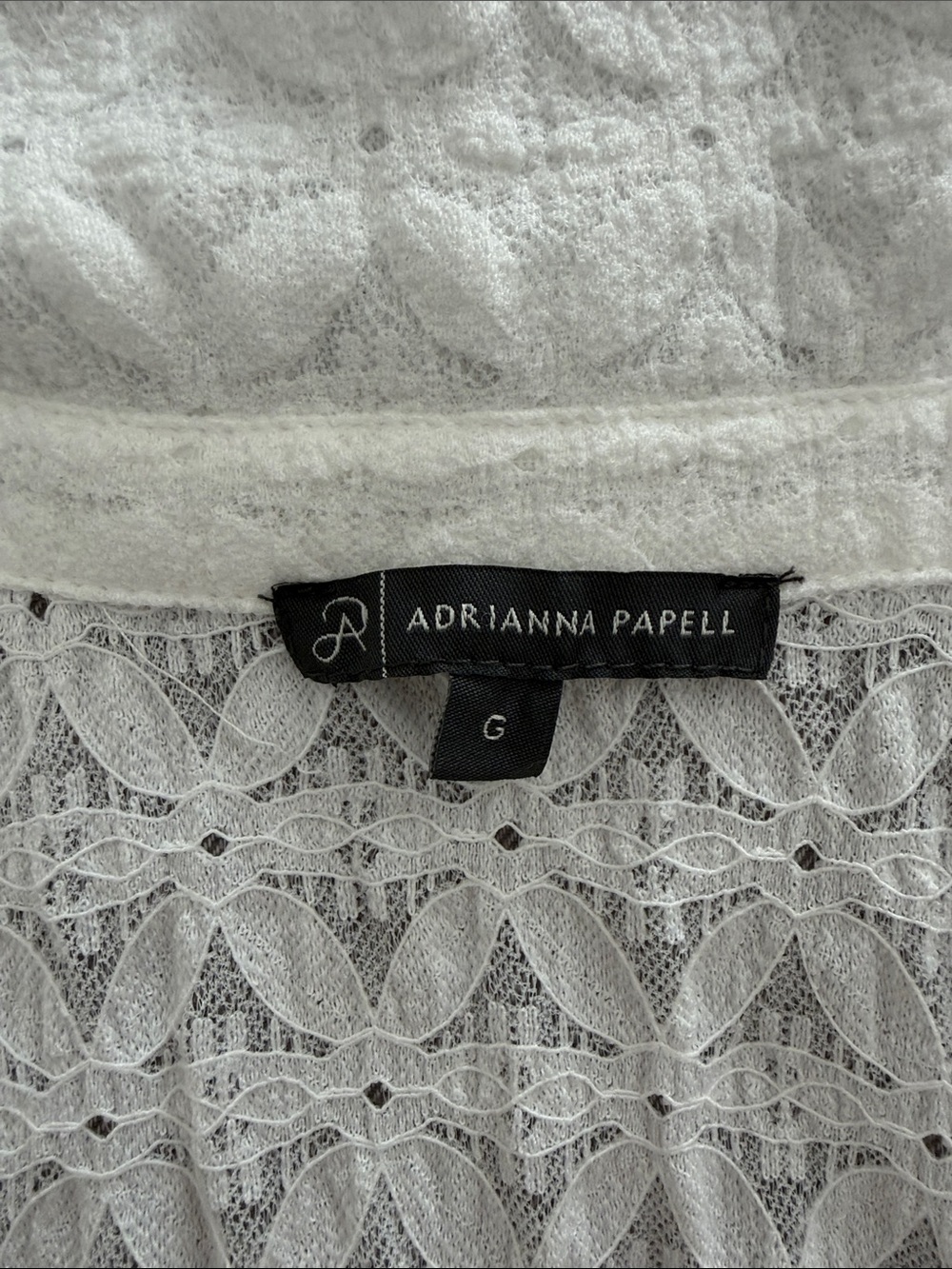 Adrianna Papell White Lace Overlay Top